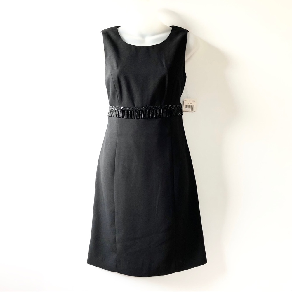 NWT John Reberts Black Sheath Beading Dress